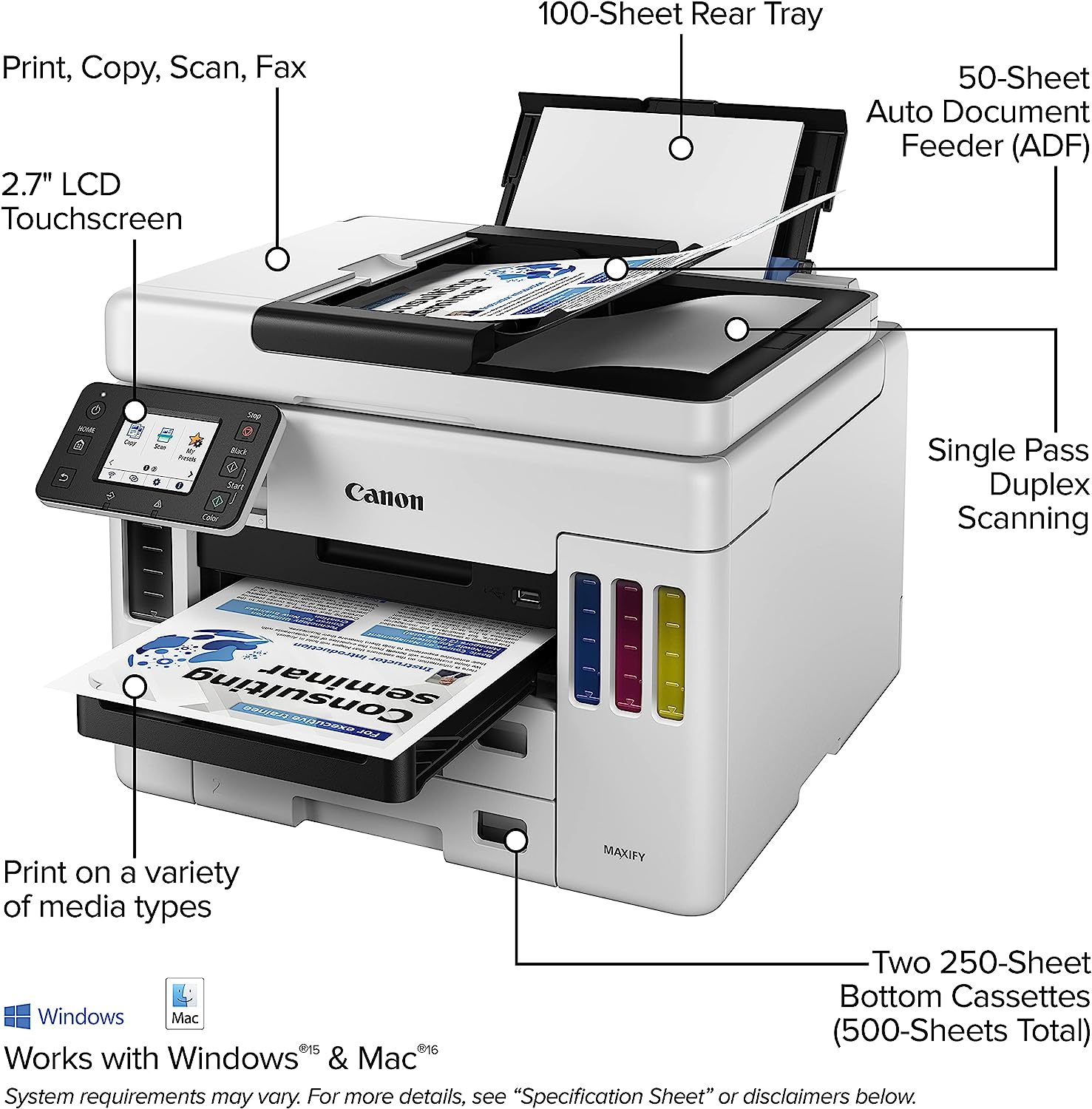 Canon MAXIFY GX7021 Wireless MegaTank Small Office All-in-One Printer - Image 2